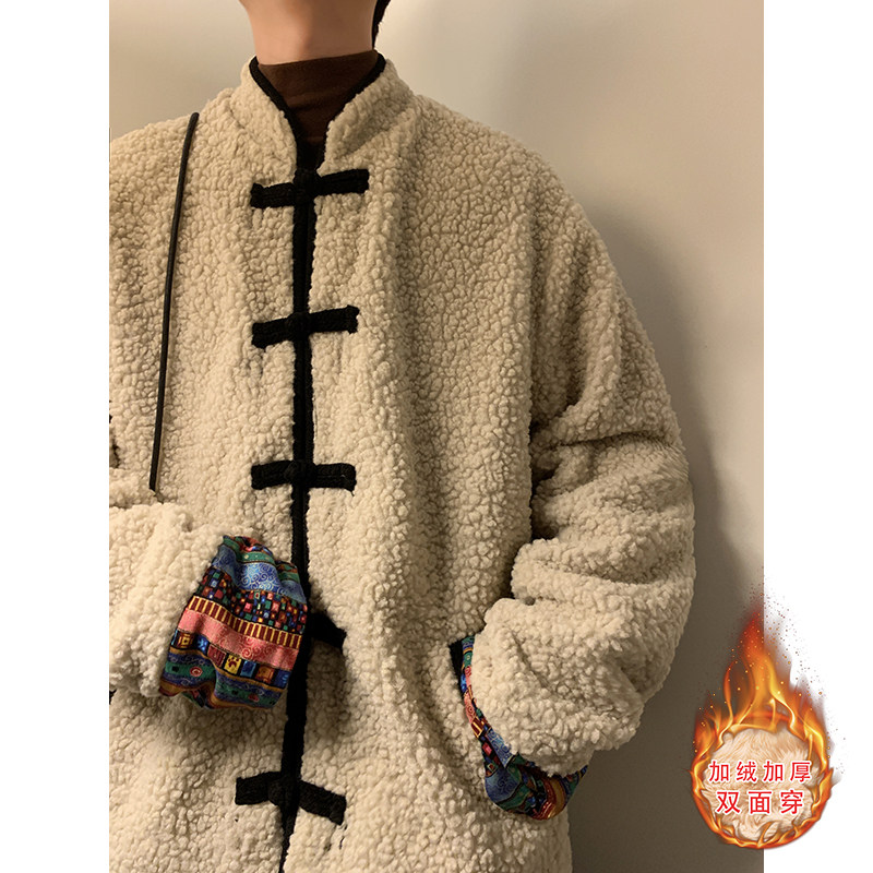 新中式D麦穗羊羔毛加绒加厚双面穿棉服夹克棉衣男JK21-P135控158,男装夹克,电商A005-1
