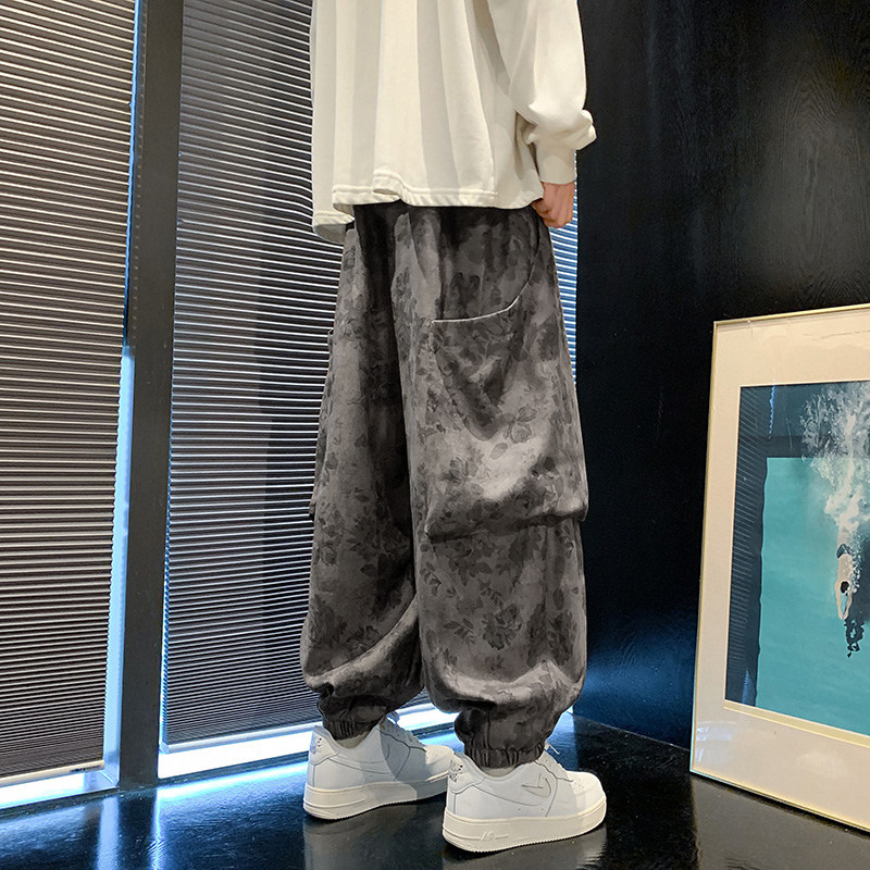 潮机能工装B暗花灯芯绒大口袋阔腿裤束脚长裤K131-P65控88,男装工装外套,电商A005-1