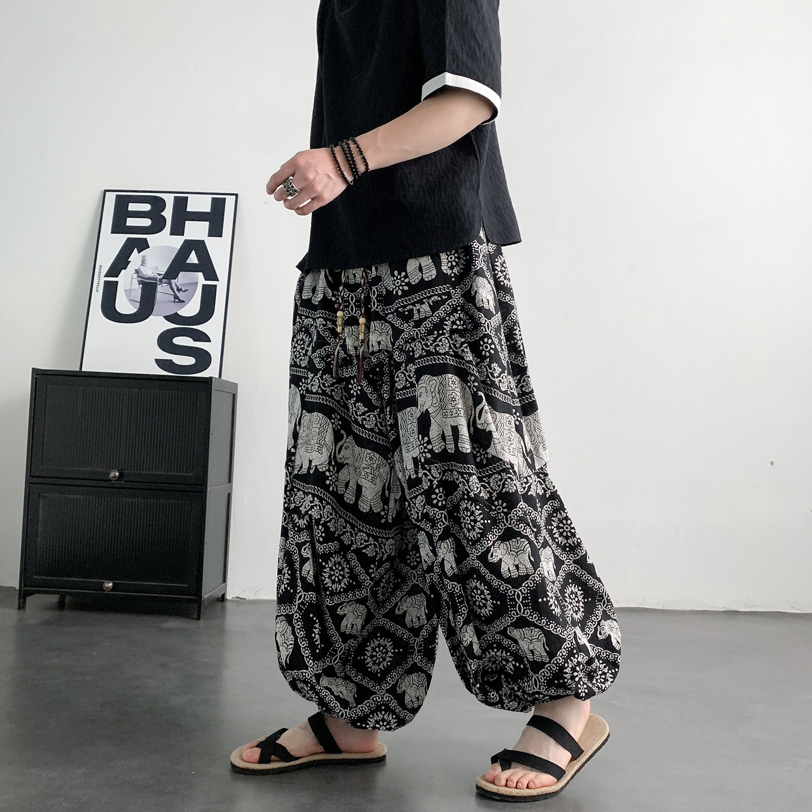 超大码8XL风泰大象垂感折褶小众设计阔腿裤男K275-P68控88，男装休闲裤，电商A005-1