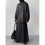 新中式S风缎面提花暗纹立领小众金属扣盘扣衬衫男CS13-P80控98，男装衬衫，电商A005-1