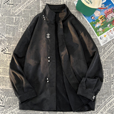 新中式J风缎面提花暗纹立领小众金属扣盘扣衬衫男CS13-P80控98，男装衬衫，电商A005-1