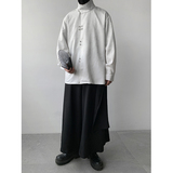 新中式S风缎面提花暗纹立领小众金属扣盘扣衬衫男CS13-P80控98，男装衬衫，电商A005-1