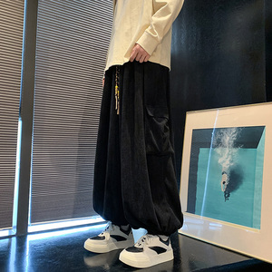 设计感F麦穗纹雪尼尔针织裤灯芯绒工装大口袋阔腿裤K136-P78控98图片