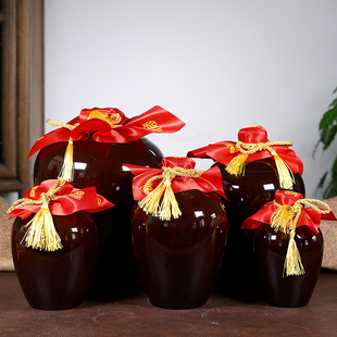 直销宜兴陶瓷1斤2斤3斤5斤10斤装红釉家用酿酒白酒黄酒密封小酒坛