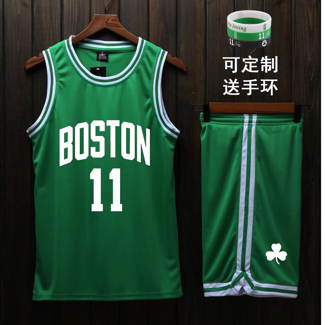凯尔特人球衣篮球服套装黑绿色11号欧文diy定制大学生比赛训练服