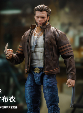 1/12 6寸romankey无界方大头NW蚂蚁CRAZY FIGUREml金钢狼皮衣配件