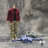 格子衬衣套装 112新款 兵人衣服男6寸可动人偶配件CF布衣潮流牛仔裤