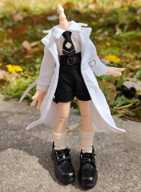 阿巳2.0衬衣短裤D妹D男Bjd ob11妖精12分素体娃娃衣长款风衣