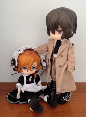 现货D妹D男Bjd ob11男12分妖精素体娃娃衣双排扣四色短款风衣