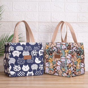 上班带饭的饭盒袋子铝箔加厚午餐包日式手提包帆布手拎保温袋