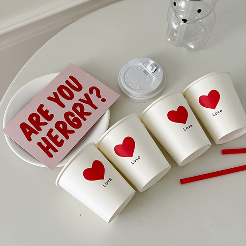 网红款爱心纸杯一次性食品级水杯