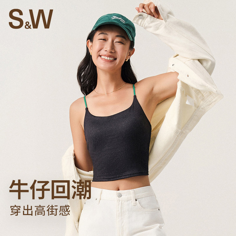 SW美式复古运动背心女低强度带胸垫U型美背吊带健身训练外穿内衣 - 实物图