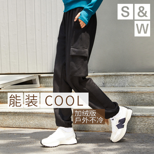 SW秋冬工装裤加绒保暖宽松舒适休闲百搭户外运动松紧束脚长裤女裤