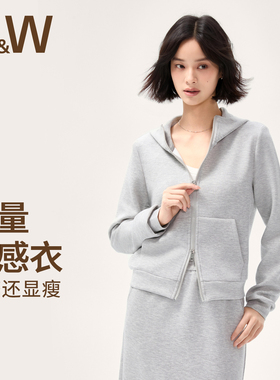 SW速惟连帽卫衣外套女秋冬灰色短款拉链帽衫韩系慵懒风2025新款