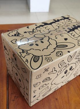 【全国包邮】超硬五层黑色卡通印刷快递打包物流周转淘宝纸箱纸盒