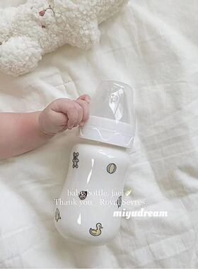 韩国royalsevres高级陶瓷奶瓶宝宝保温吸管杯新生婴儿宽口径奶瓶