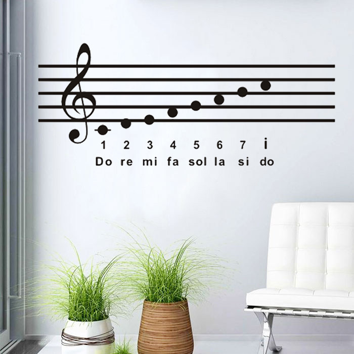 高音五线谱音符墙贴音乐教室培训班贴画幼儿园儿童房早教防水贴纸