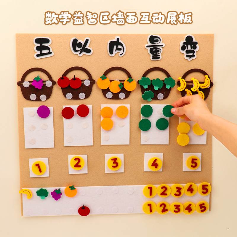 幼儿园教具小班数学区水果蔬菜五以内数量计数字加减中班区域材料