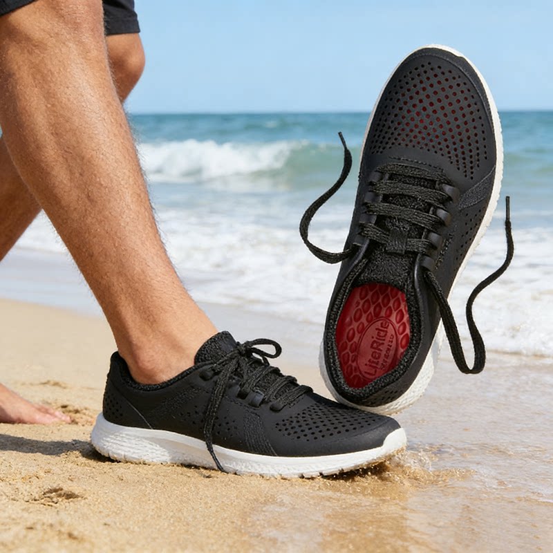 超舒适男式徒步系带洞洞鞋轻便踩屎感透气沙滩户外休闲单鞋一脚蹬