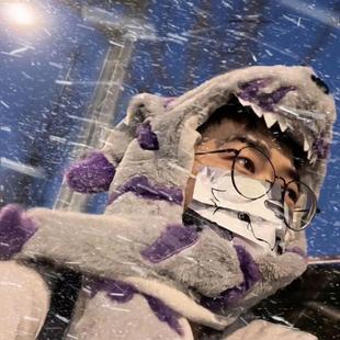 加布兽男士秋冬帽子围巾一体手套冬季毛绒宽松保暖防寒防风护耳女