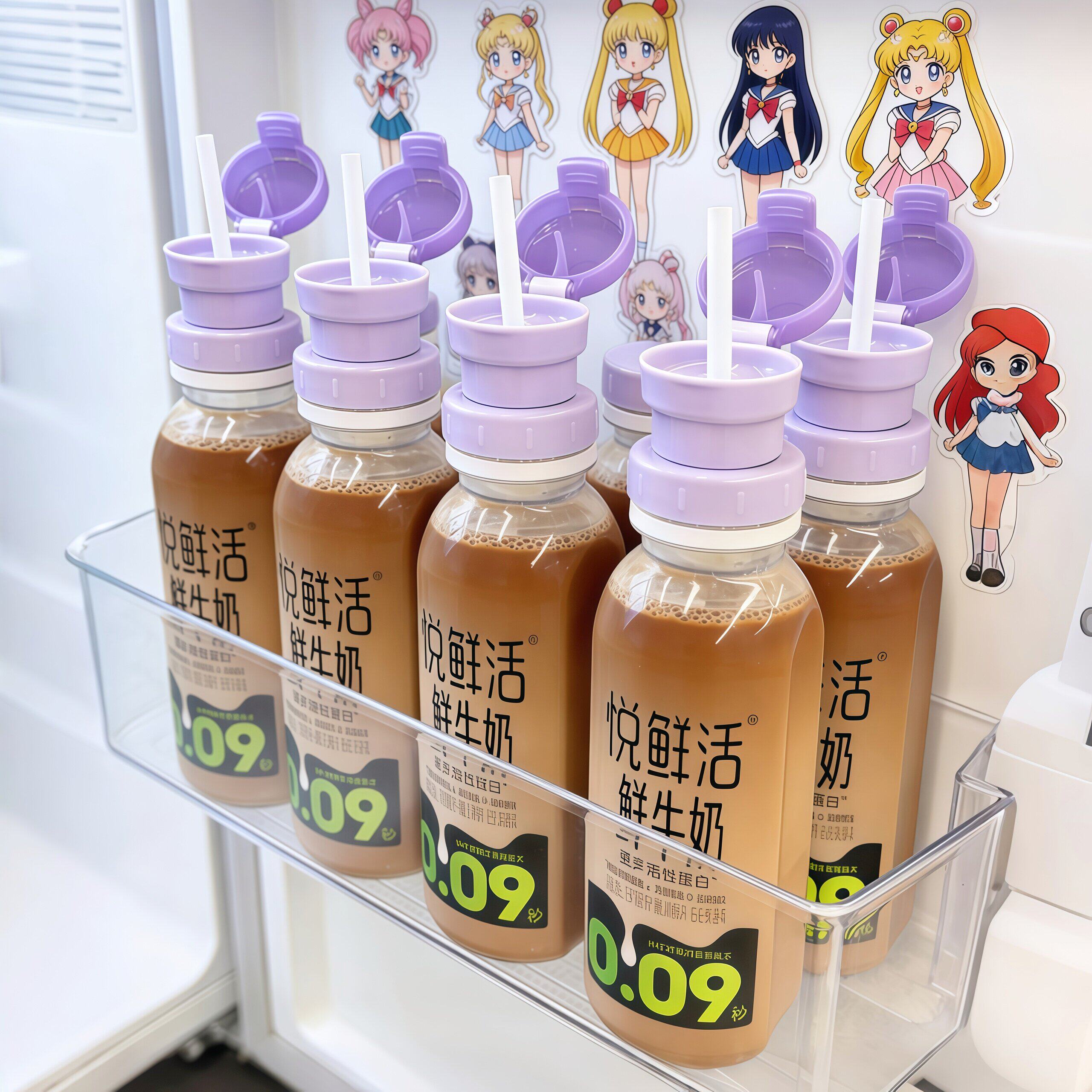 矿泉水吸管瓶盖紫色饮料三合一转换头大口径新款外出便携防漏创意