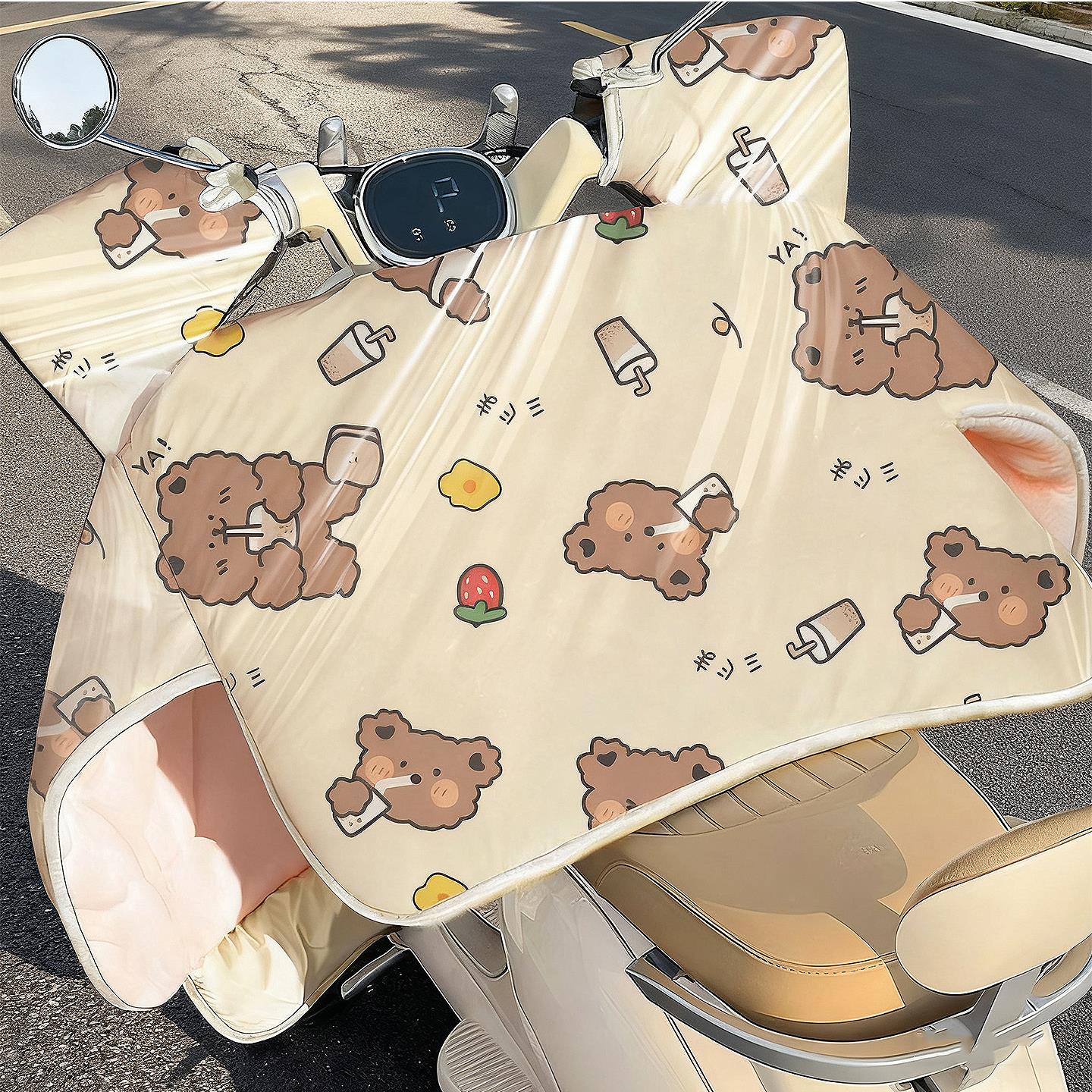 新款钢化膜电动车挡风被冬季加绒加厚电瓶车防风被防寒摩托车御寒