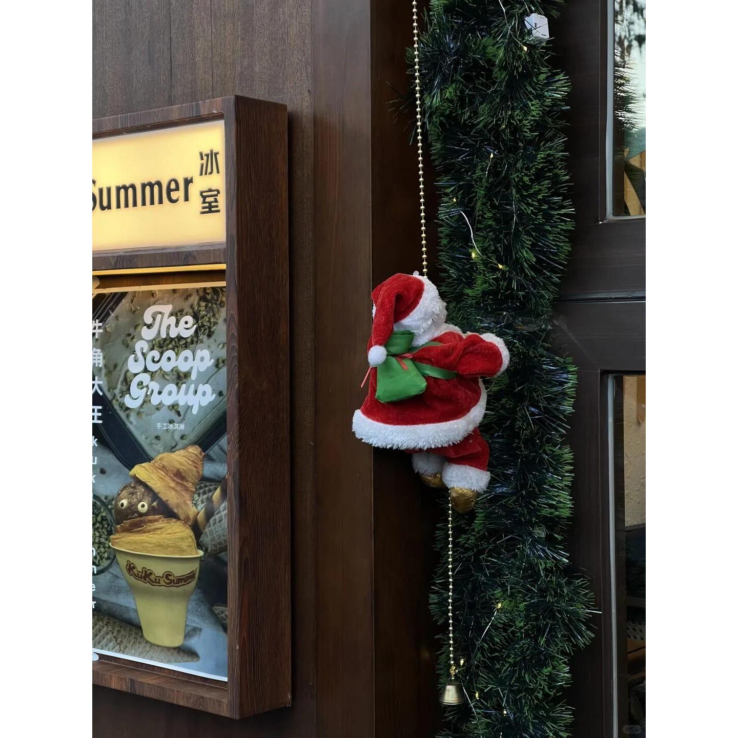 圣诞节装饰圣诞老人爬绳挂件挂饰店铺橱窗氛围感场景布置拍照道具