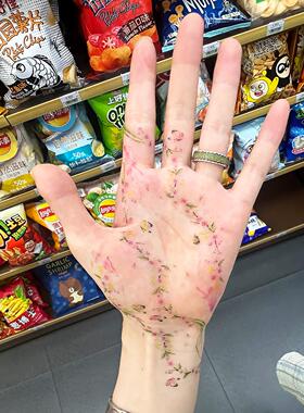国风花枝纹身贴女防水持久手腕锁骨小臂腹部腰背彩色高颜值ins风
