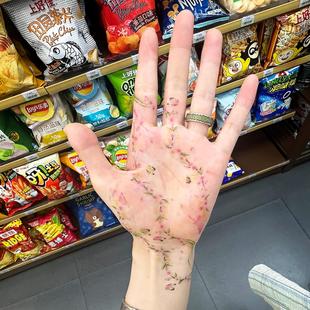 国风花枝纹身贴女防水持久手腕锁骨小臂腹部腰背彩色高颜值ins风