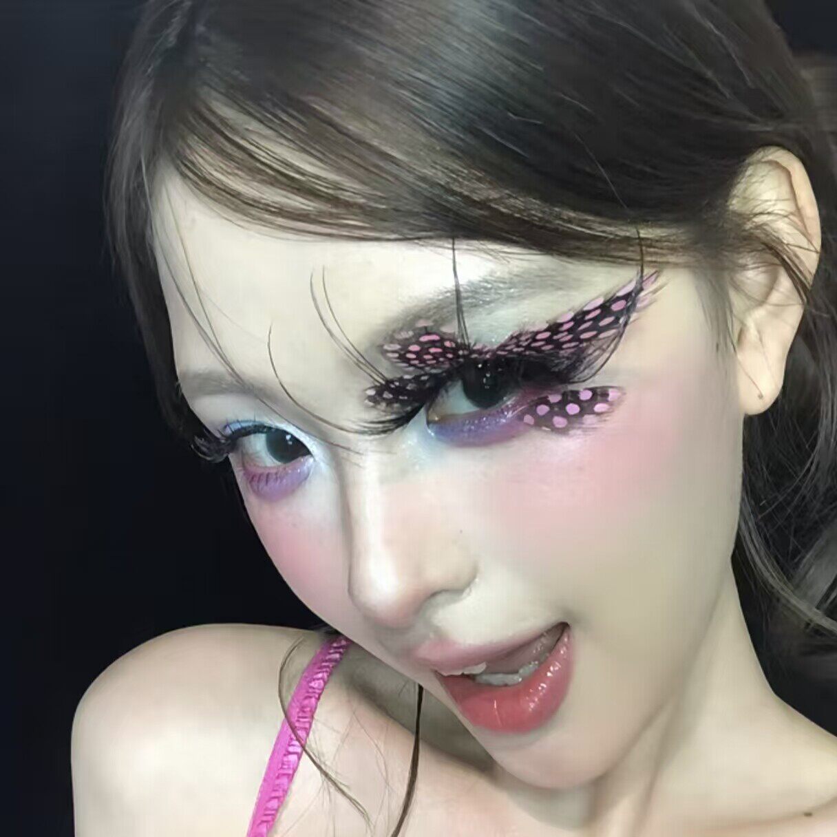 蝴蝶振翅假睫毛夸张翅膀羽毛睫毛装饰品舞台化妆舞会拍照出片浓密
