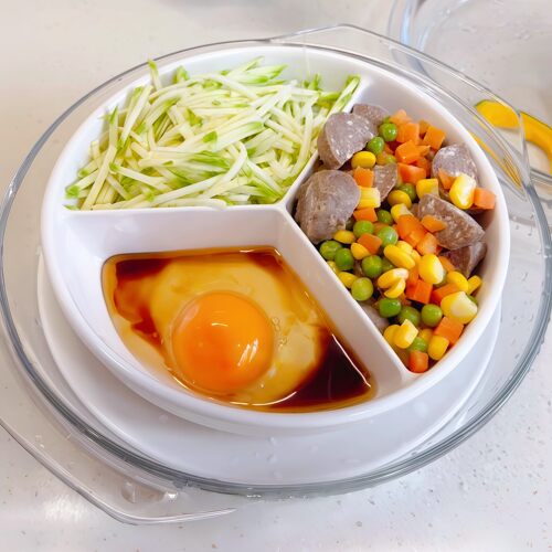 微波炉玻璃碗带蒸盘三件套陶瓷加热专用盒食品级器皿盒装一锅餐具