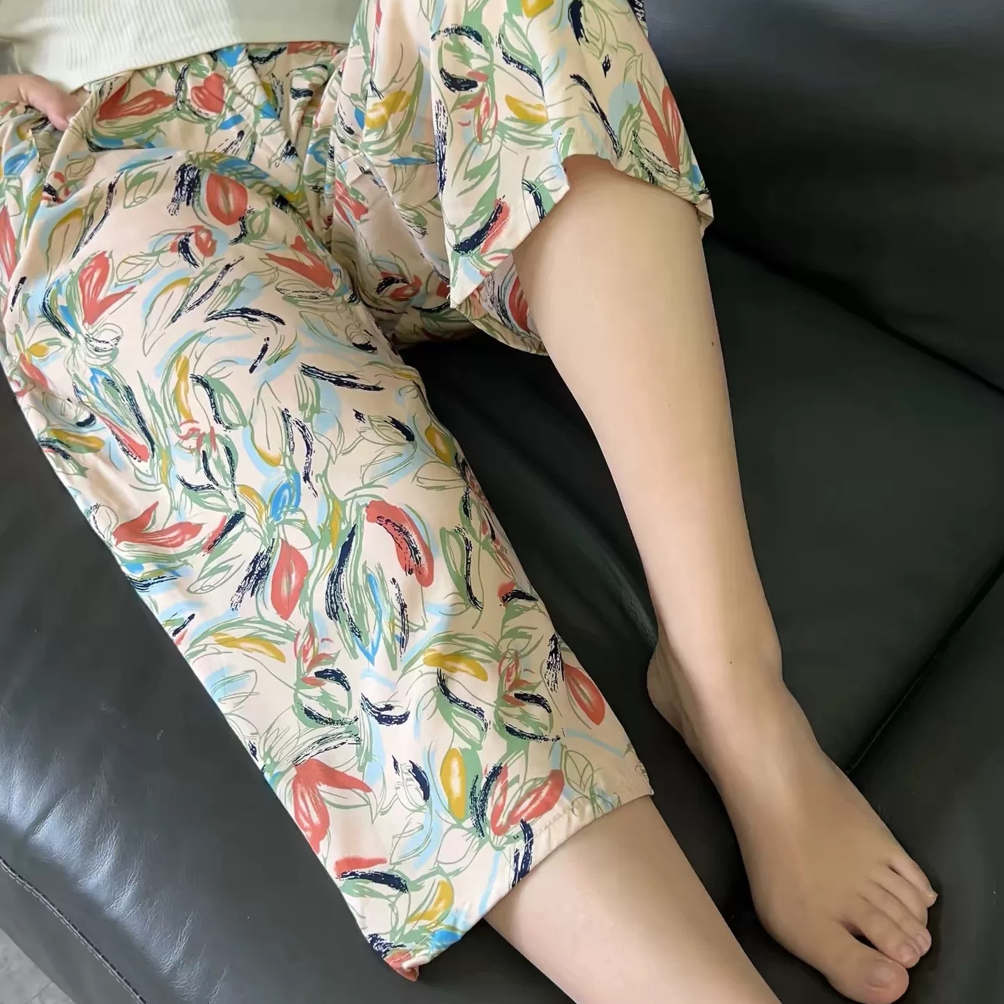 2026新款爆款棉绸七分运动裤绵绸外穿女夏薄款家居速干7分阔腿裤