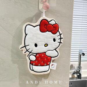 hellokitty擦手巾挂式可爱厨房卫生间超强吸水抹布加厚卡通毛巾