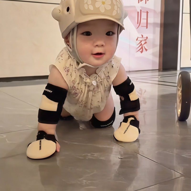 婴儿爬行护具套装宝宝防摔护膝护肘护手掌套夏季薄款学步走路神器