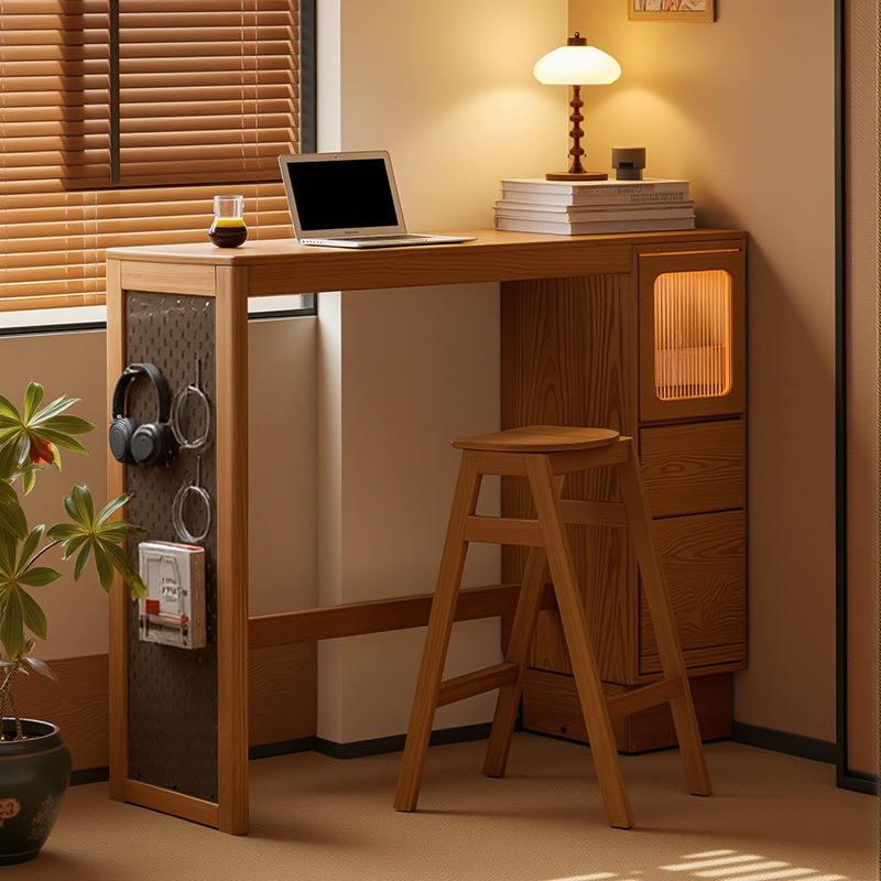 实木吧台柜客厅隔断柜家用现代简约客厅多功能高脚桌小户型餐桌