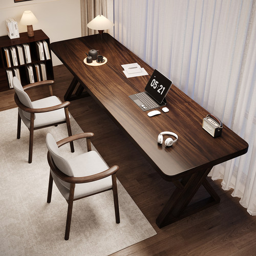 现代简约胡桃木长方形电脑桌