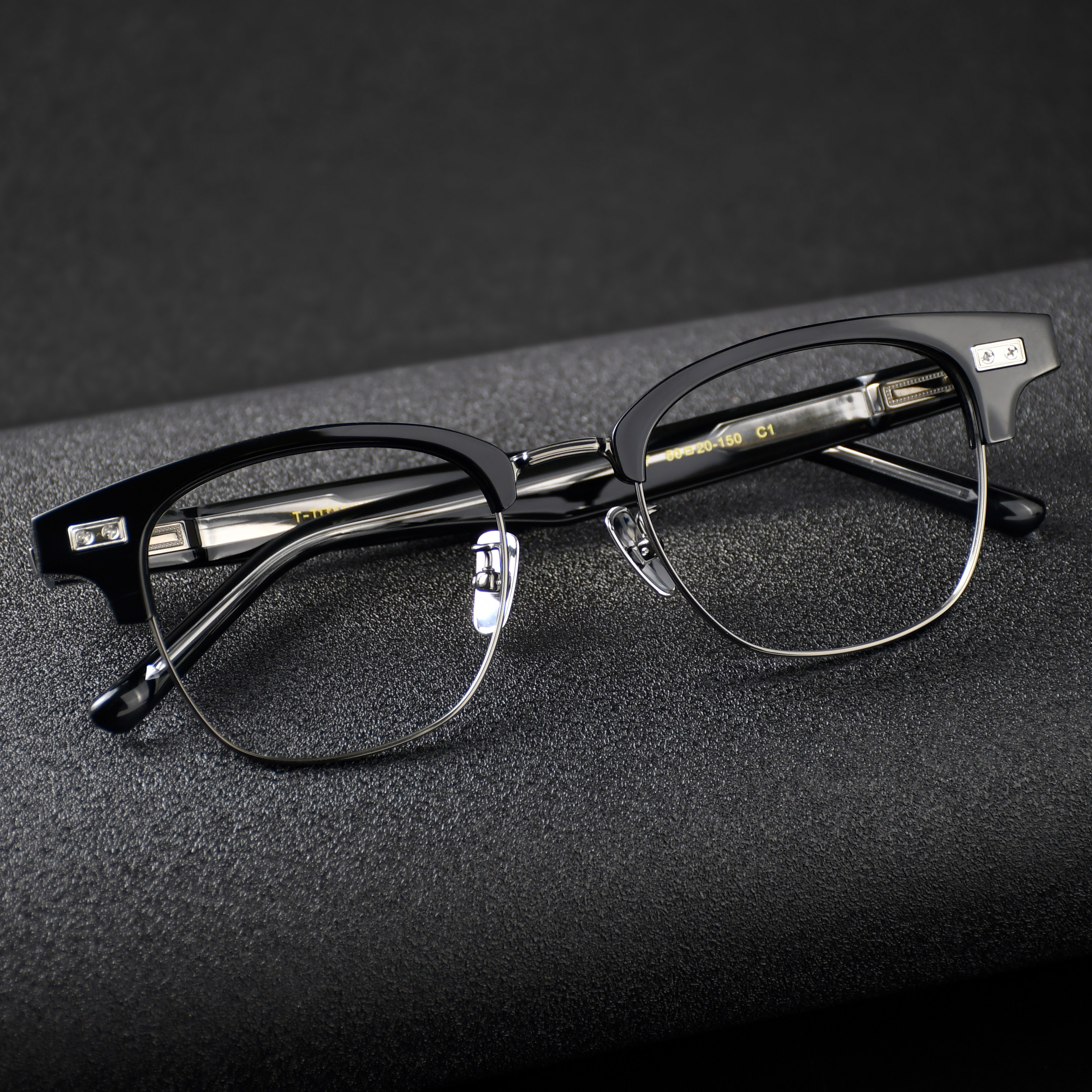 9999同款纯钛半框眉毛架复古商务方形大框板材痞帅近视眼镜框时尚