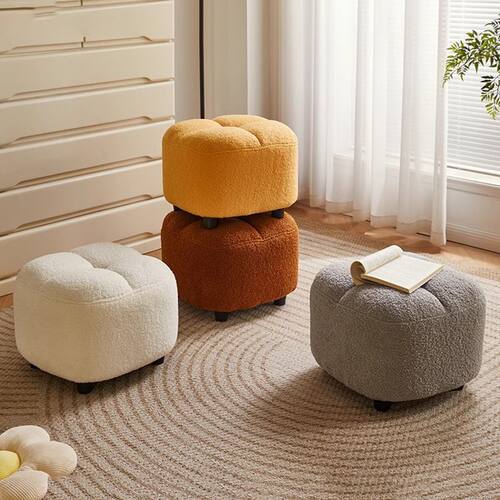 羊羔绒小凳子家用矮凳客厅茶几沙发凳儿童创意高级感坐墩换鞋板凳