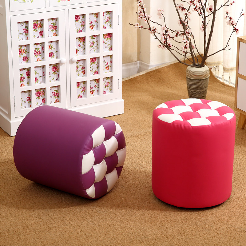 创意实木小凳子时尚坐墩沙发茶几凳圆凳家用皮凳小板凳成人垫脚凳