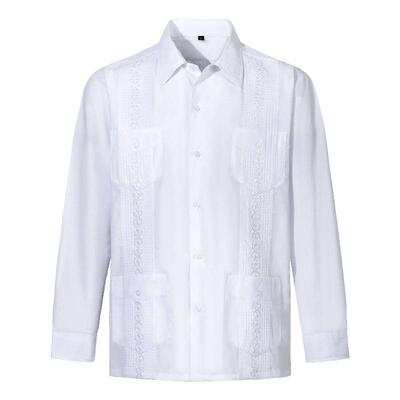 Men's Guayabella striped shirt with long sleeves and fou