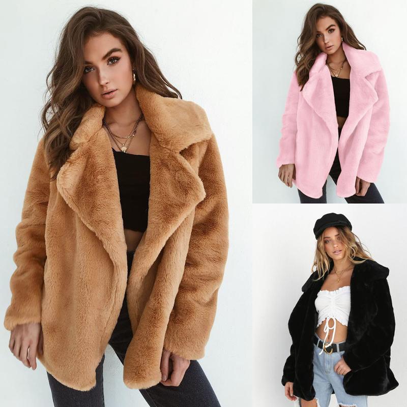 2021 Sexy women wool coat fluffy lapel jacket性感毛绒外套