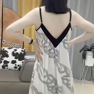 同款 性感V领吊带睡衣纯欲风女连衣裙居家长裙 睡裙清新时尚