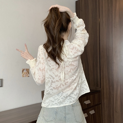 夏装新款大码女装高级感时尚百搭气质衬衫长袖蕾丝衫上衣
