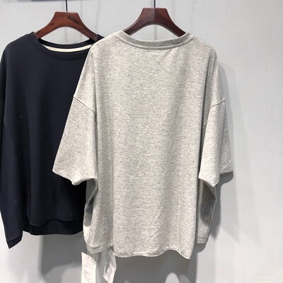 夏装新款大码女装韩版胖妹妹韩版慵懒风前短后长蝙蝠袖纯棉T恤