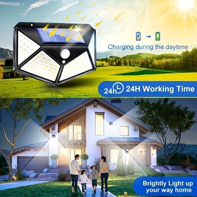 100LED solar wall lamp outdoor human sensing courtyard lamp