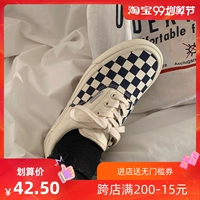 Xu Liumang retro kẻ sọc xanh đậm kẻ sọc 2019 hè Hàn Quốc ulzzang hoang dã giày vải nữ - Plimsolls giầy trẻ em nữ