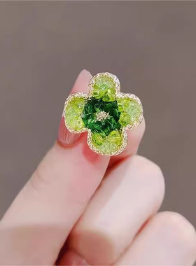 绿色四叶草收领口小扣针衬衫连衣裙防走光固定扣胸针新款潮装饰
