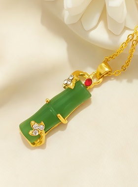 竹节吊坠节节高升富贵金色项链女款项链送妈妈母亲节生日礼物吊坠