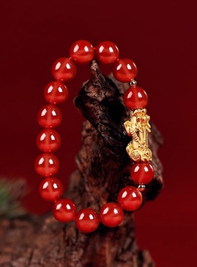 『天禄』凤琢貔貅吐宝朱砂手串女款新中式国风手链本命年红色手饰