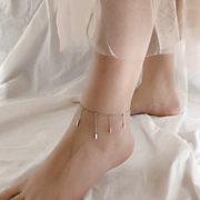S925 bạc thiết kế hốc dài vòng chân tua rua nữ phiên bản Hàn Quốc tính khí in lưới màu đỏ đơn giản cá tính trang sức học sinh - Vòng chân